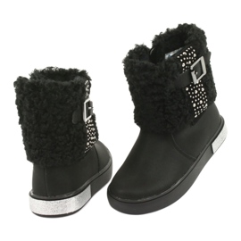 American Club Cizme de fete cu blană GC35 cu paiete negre negru 4 American Club Cizme de fete cu blană GC35 cu paiete negre negru 4