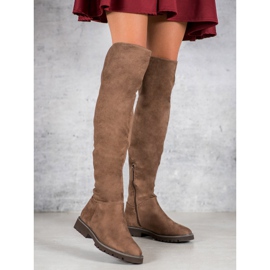 Kylie Cizme cu toc plat maro 1