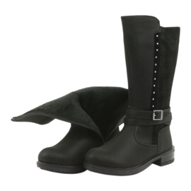 Cizme lungi American Club GC31 cu strasuri negru gri 5