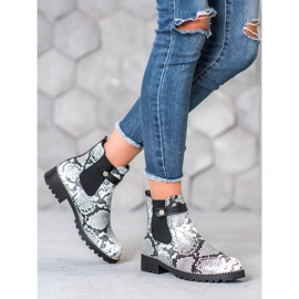 Seastar Cizme Chelsea cu imprimeu de șarpe alb multicolor 2