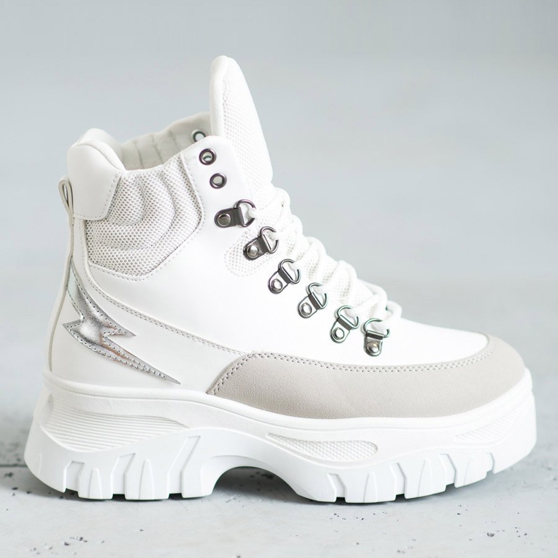 Seastar Cizme la modă cu dantelă alb 2