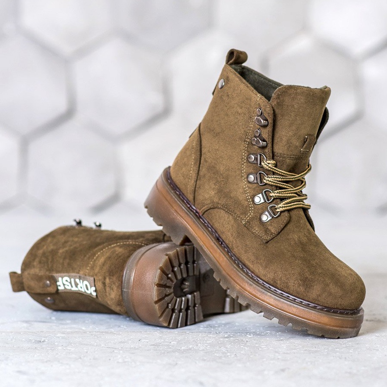 SHELOVET Trappers cu șiret maro multicolor verde 1