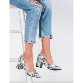 Seastar Pompe cu imprimeu de șarpe alb gri multicolor 1