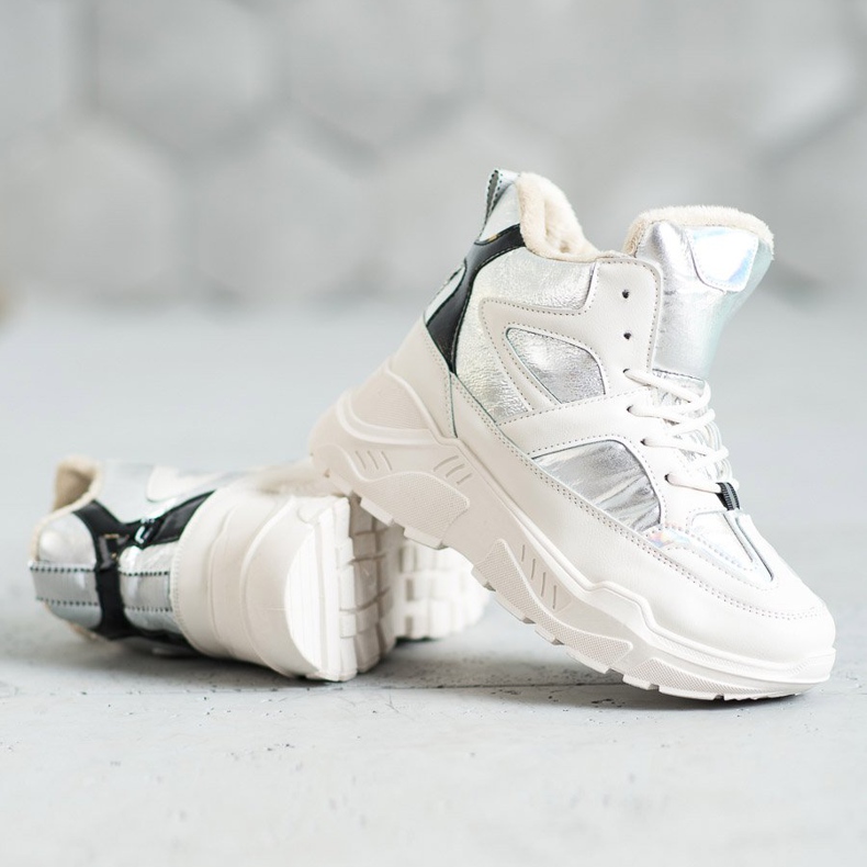 Ghete de moda sportive alb gri 2