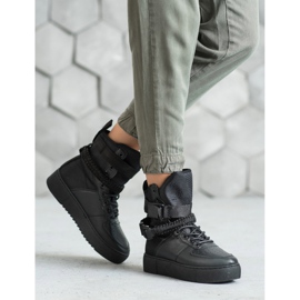 Diamantique Cizme Înalte Cu Catarame negru 1