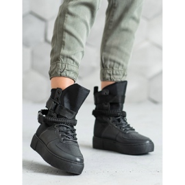 Diamantique Cizme Înalte Cu Catarame negru 2