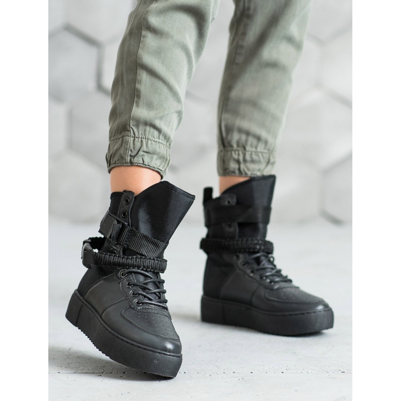 Diamantique Cizme Înalte Cu Catarame negru 2