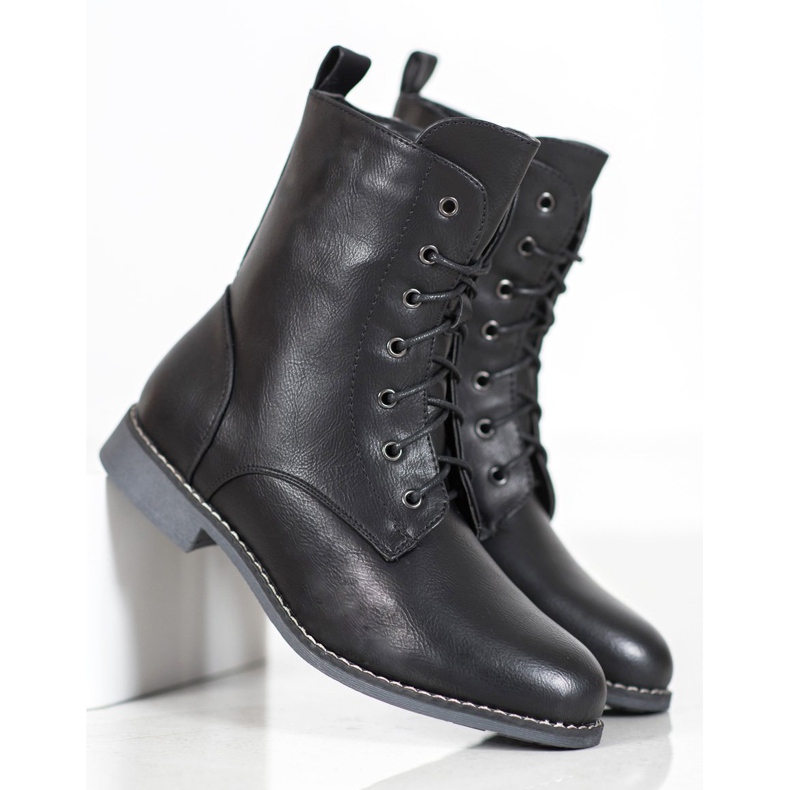 Super Me Cizme înalte cu piele ecologică negru 1