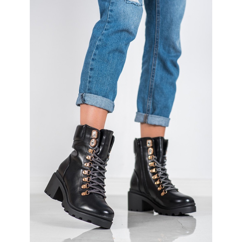 Seastar Cizme cu cordon negru 1