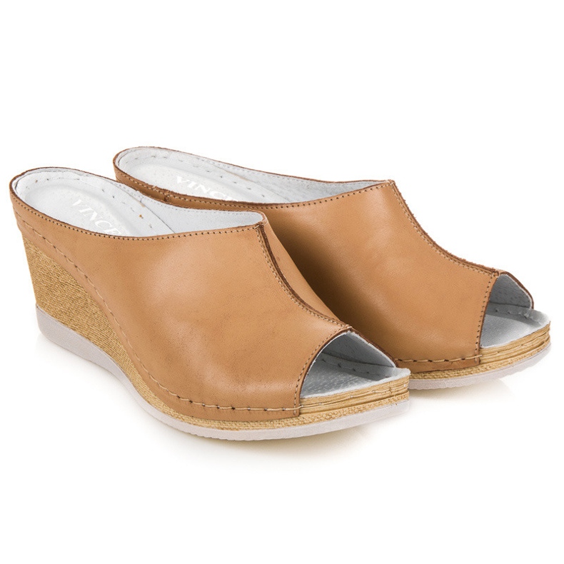 Vinceza Papuci din piele maro 1