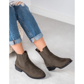 SDS Cizme Chelsea din piele de căprioară verde 1