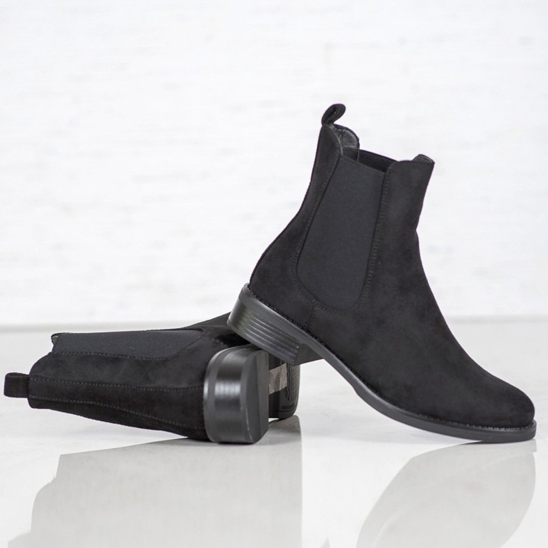 SDS Cizme Chelsea din piele de căprioară negru 2