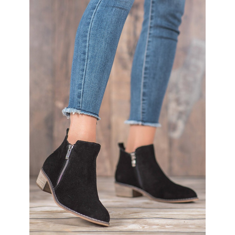 Goodin Ghete din piele cu fermoar negru 1