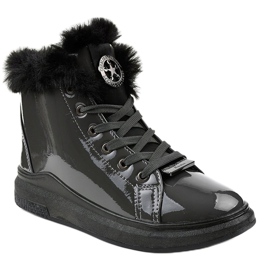 Adidași de culoare gri lăcuți TL135-7 1