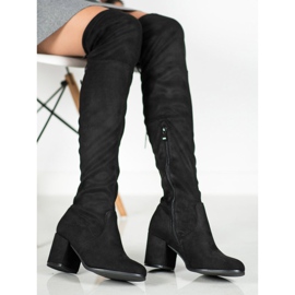 Ideal Shoes Cizme din piele de căprioară negru 1