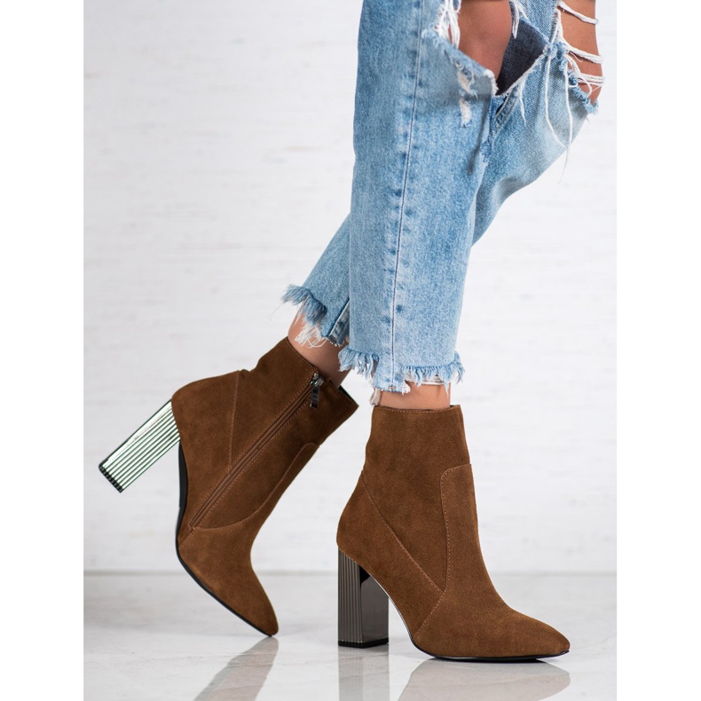 Goodin Cizme din piele sexy maro 2