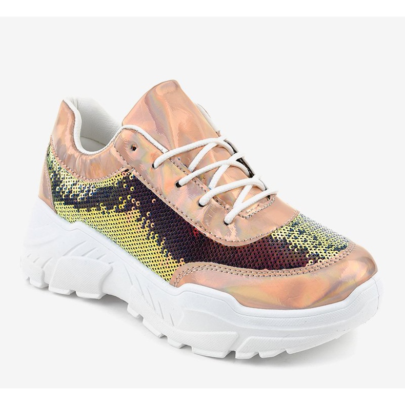 Pantofi sport șampanie cu paiete W-3118 galben 1