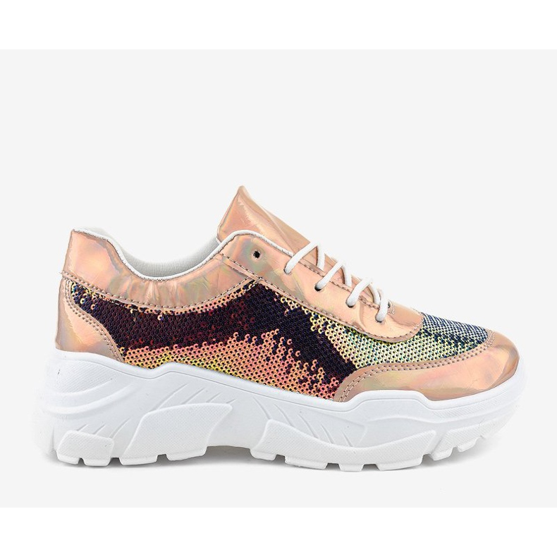 Pantofi sport șampanie cu paiete W-3118 galben 2