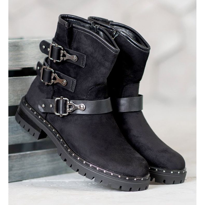 Lovery Muncitori din piele de căprioară negru 1