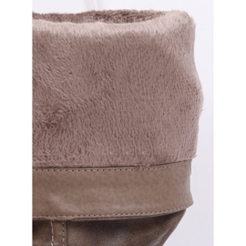 Cizme plate pentru femei, bej 1084-PG Kaki 2