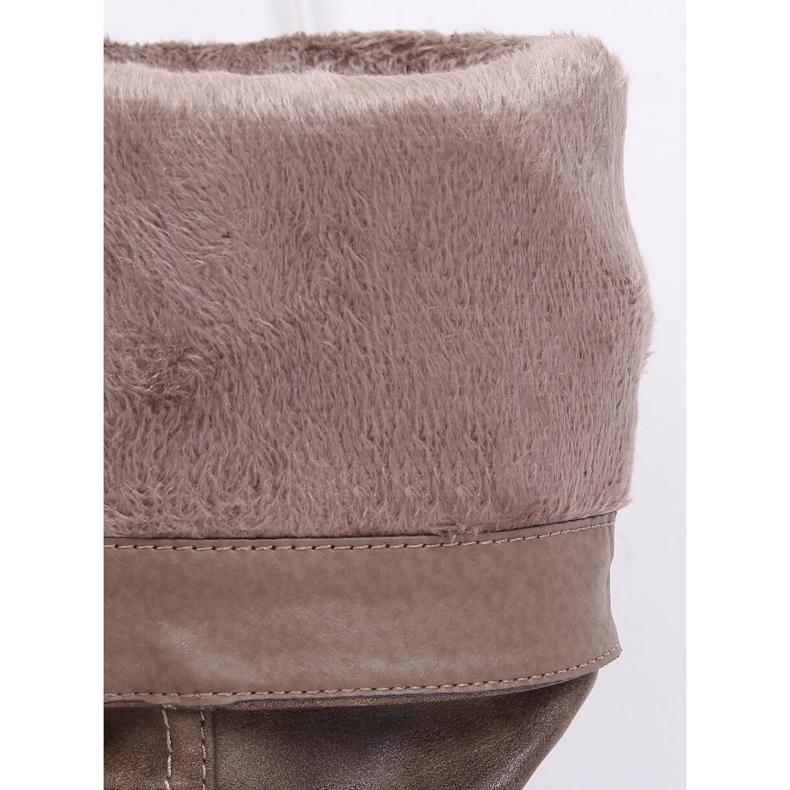 Cizme plate pentru femei, bej 1084-PG Kaki 2