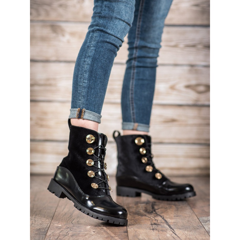 Seastar Cizme din Velur cu nervuri negru 2 Seastar Cizme din Velur cu nervuri negru 2