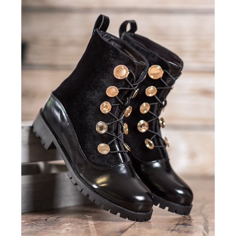 Seastar Cizme din Velur cu nervuri negru 1 Seastar Cizme din Velur cu nervuri negru 1