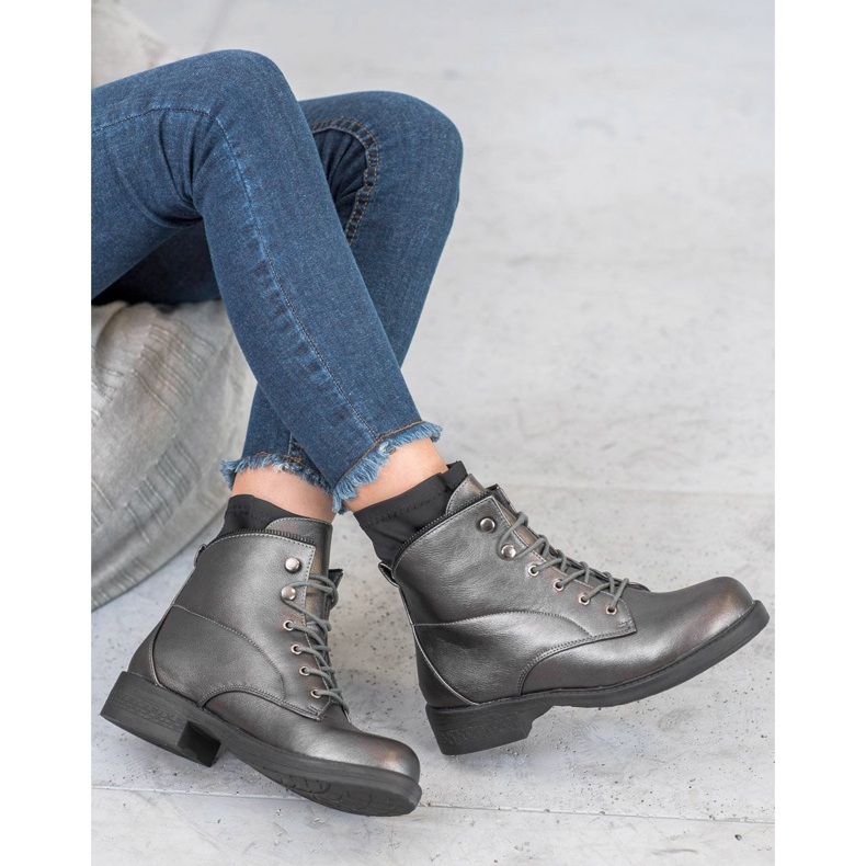 Bestelle Ghete clasice cu dantelă gri 1