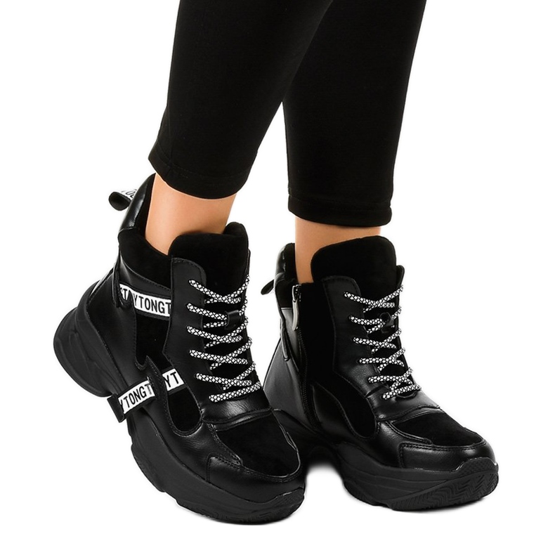 Adidași negri cu izolație pentru femei F803-7 negru 2 Adidași negri cu izolație pentru femei F803-7 negru 2