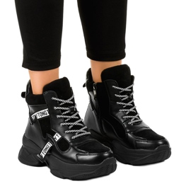 Adidași negri cu izolație pentru femei F803-7 negru 1 Adidași negri cu izolație pentru femei F803-7 negru 1