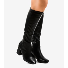 Cizme negre din piele ecologică 5319 negru 2