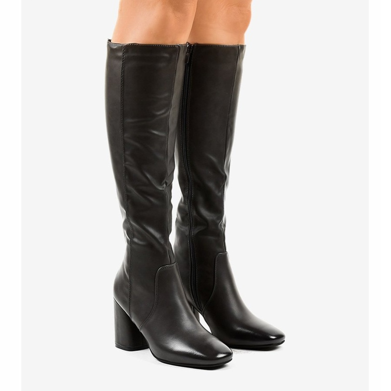 Cizme din piele ecologică gri 5319 1