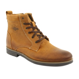 Ghete cu toc înalt pe fermoarul nebun Riko 884 maro galben 1