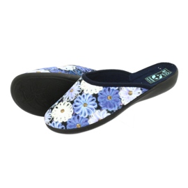 Papuci 3D flori Adanex 24192 bleumarin alb albastru marin albastru galben 4