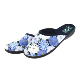 Papuci 3D flori Adanex 24192 bleumarin alb albastru marin albastru galben 3