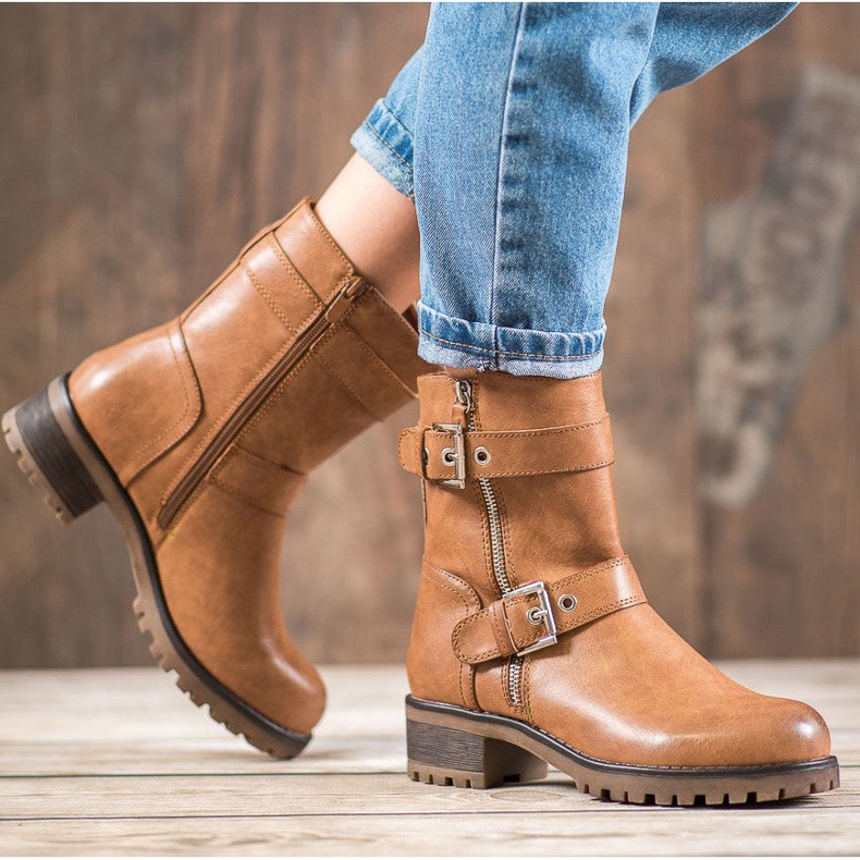 SHELOVET Muncitori cu fermoar ornamentat maro 1