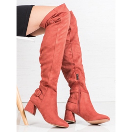 Corina Cizme peste genunchi cu cataramă portocale 1 Corina Cizme peste genunchi cu cataramă portocale 1