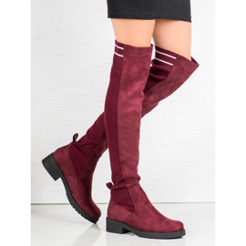 Ideal Shoes Cizme din piele de căprioară roșu 1 Ideal Shoes Cizme din piele de căprioară roșu 1