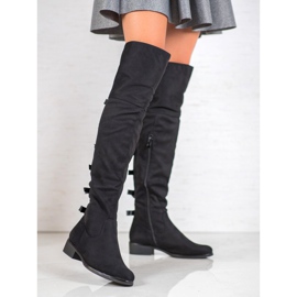 Forever Folie Muschetari din piele intoarsa cu arcuri negru 2 Forever Folie Muschetari din piele intoarsa cu arcuri negru 2