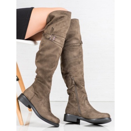 Ideal Shoes Cizme elegante cu cataramă verde 1 Ideal Shoes Cizme elegante cu cataramă verde 1