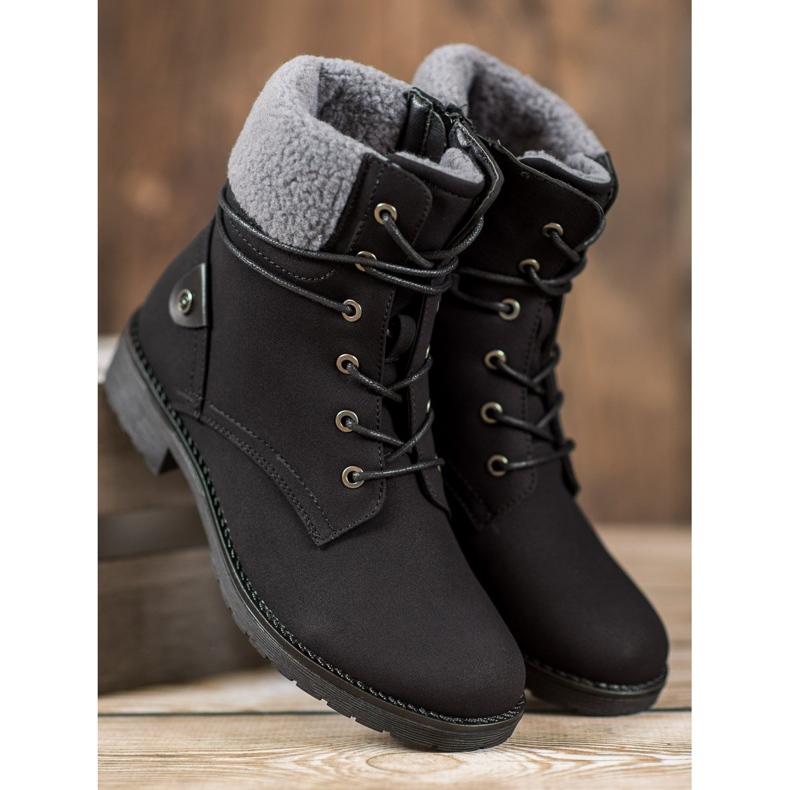 Kayla Trappers With Sheepskin negru 2
