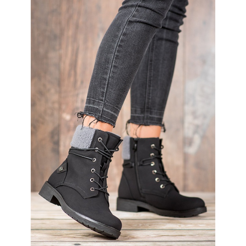 Kayla Trappers With Sheepskin negru 1