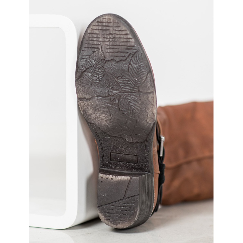 SHELOVET Cizme maro cu ornamente 1