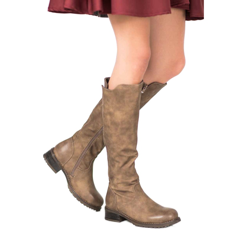 Super Me Cizme din piele ecologică maro 1