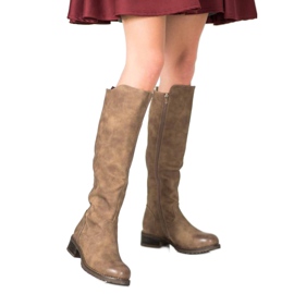 Super Me Cizme din piele ecologică maro 2