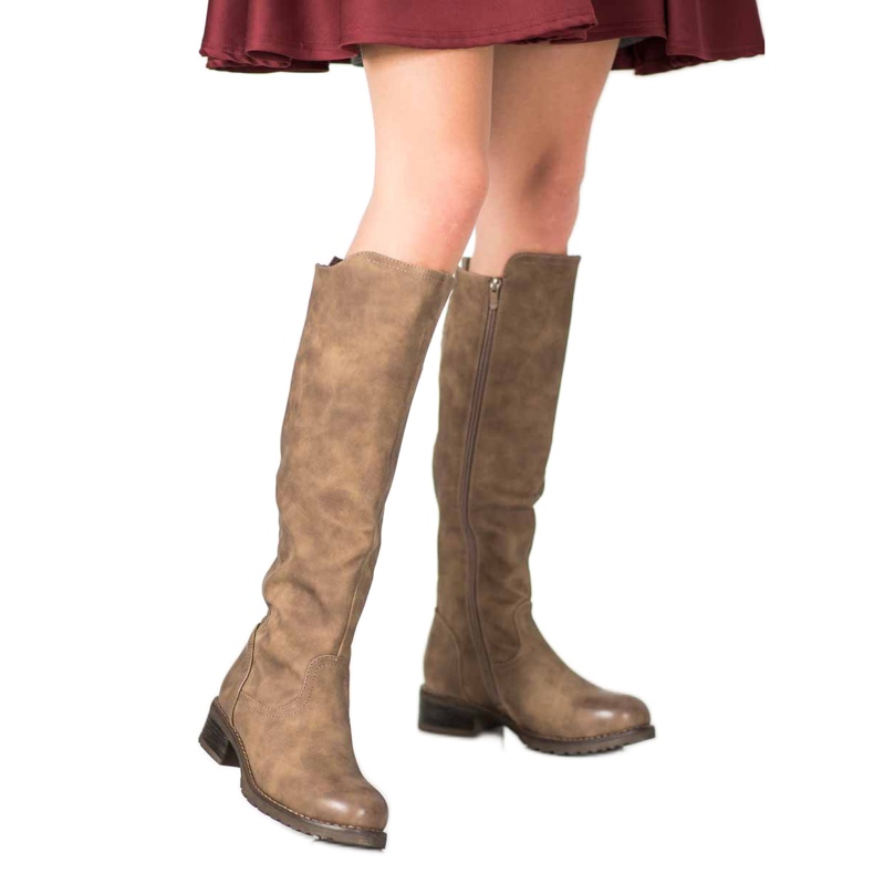 Super Me Cizme din piele ecologică maro 2