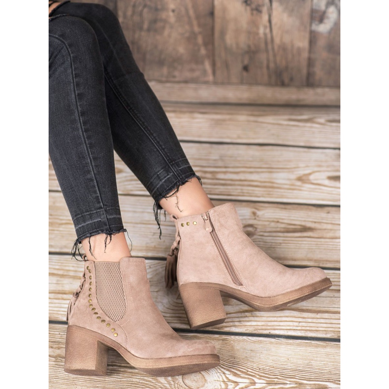 Small Swan Ghete Chelsea cu franjuri maro 1