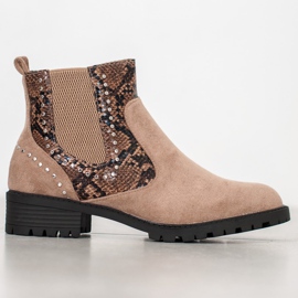 Small Swan Cizme Chelsea cu imprimeu de șarpe bej multicolor 2