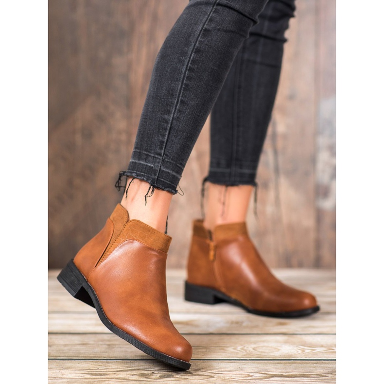 Small Swan Cizme casual de cămilă maro 2