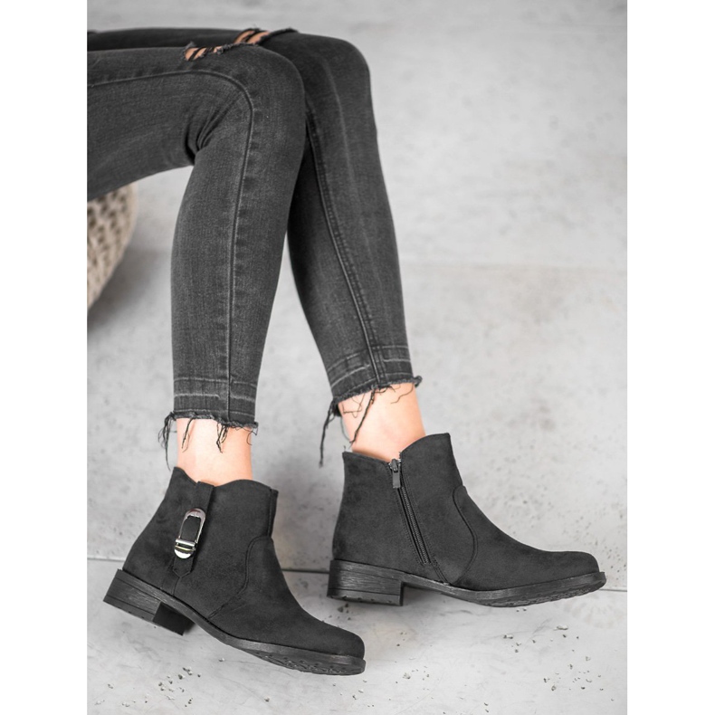 Small Swan Cizme negre din piele intoarsa negru 2